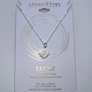 Unwritten White Enamel Lucky Horseshoe Pendant Necklace Silver Plate New